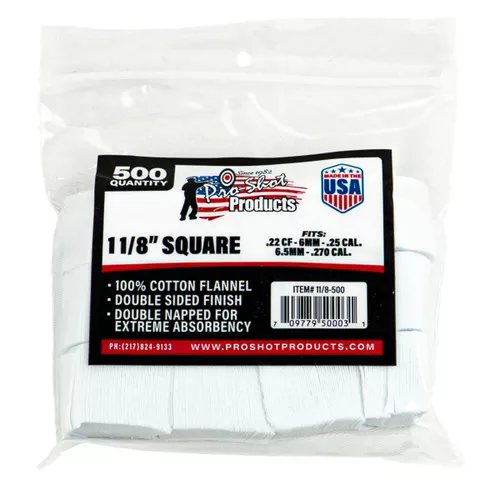 1-1/8 Inch 22-270 Caliber Square Cleaning Patches by Pro Shot