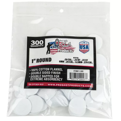 1 Inch 22-270 Caliber Round Cleaning Patches by Pro Shot
