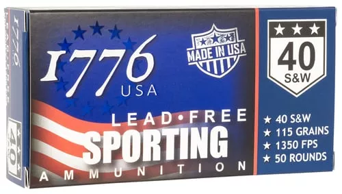 1776 USA 1776040115 Lead Free Sporting 40S&W 115gr Lead Free Ball 50 Per Box/20 Case