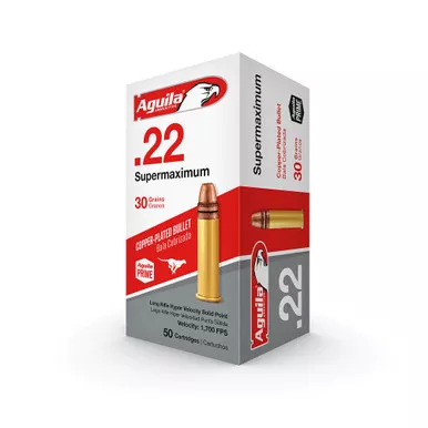 AGUILA Supermaximum .22LR 30Gr Copper-Plated Solid Point 50rd Box Ammo (1B220298)