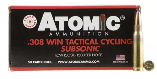 Atomic Ammunition 00472 Rifle Subsonic 308Win 260gr Soft Point Round Nose 50 Per Box/10 Case