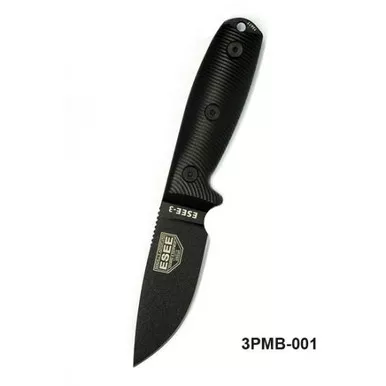 ESEE Knives ESEE-3 Plain Edge, Black Blade, Black G10 3D Handle, Black Sheath