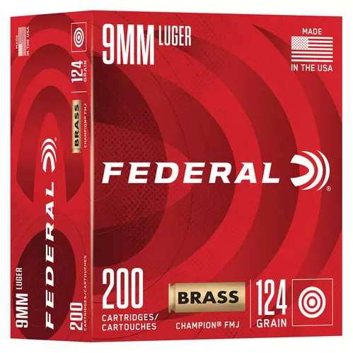 Federal Champion Handgun Ammunition 9mm Luger 124gr FMJ 1090 fps 200/ct