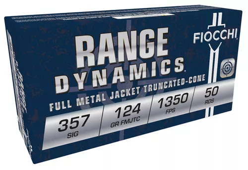 Fiocchi Range Dynamics 1,350 fps 357 Sig 124 Grain Full Metal Jacket Handgun Ammunition