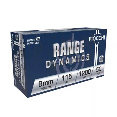 FIOCCHI Range Dynamics 9mm 115Gr FMJ 1000rd Ammo (9AP-CASE)