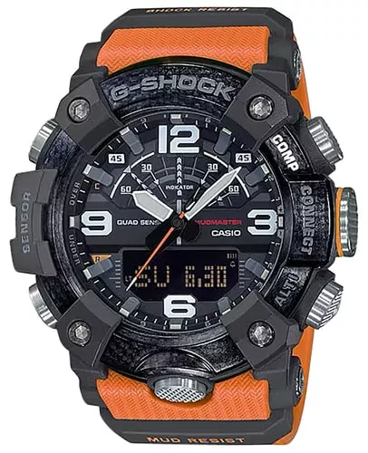 G-shock/vlc Distribution GGB1001A9 G-Shock Tactical MudMaster Keep Time Orange/Black Size 145-215mm Features Digital Compass