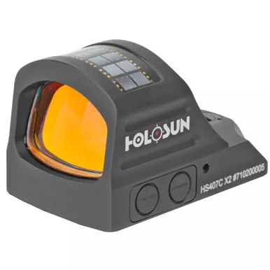 Holosun HS407C-X2 Reflex Red Dot Sight 1x 2 MOA Red Dot Solar/Battery Powered Matte Black