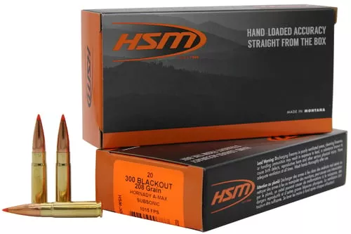 HSM AMMUNITION 300 AAC 208GR A-MAX SUB 20RD BOX 25 BOXES PER CASE