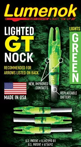 Lumenok Lighted Arrow Nock Green 3PK