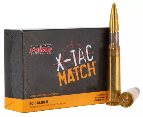 PMC X-TAC Match .50 BMG Rifle Ammo - 740 Grain | Solid Brass | 10rd Box