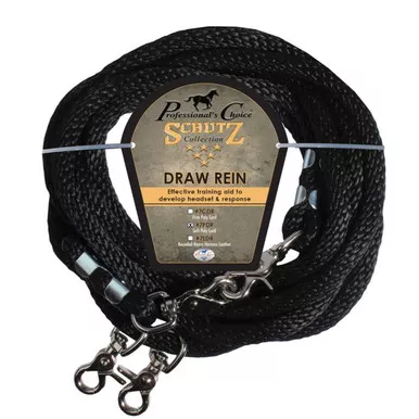 PROFESSIONAL'S CHOICE 16ft Black Poly Rope Draw Reins (7PDR)