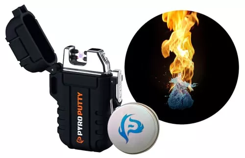 Pyro Putty PPARC1 Dual Arc Plasma Lighter Black 2.63" Long Includes USB Cable/Lanyard