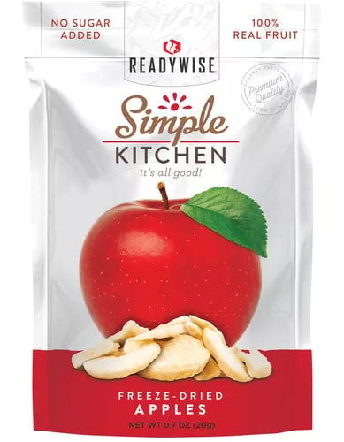 ReadyWise SK05910 Simple Kitchen Freeze Dried Fruit Sweet Apples 1 Serving Pouch 6 Per Case