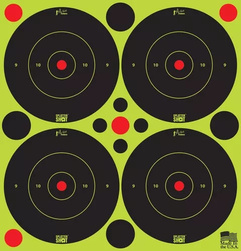 SPLATTER SHOT TARGET BULLSEYE 3" GREEN PEEL/STICK 12 SHEETS