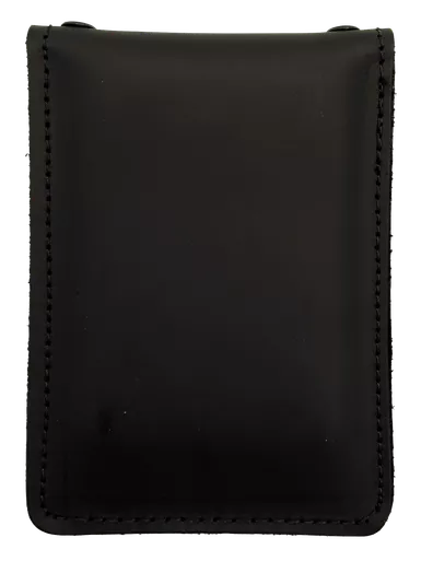 Strong Leather Top Open Badge Wallet with Rivits