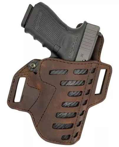 Versacarry C22111 CompoundOWB Size 1 Distressed Brown Leather Belt Slide Fits Most Compact & Full Size Right Hand