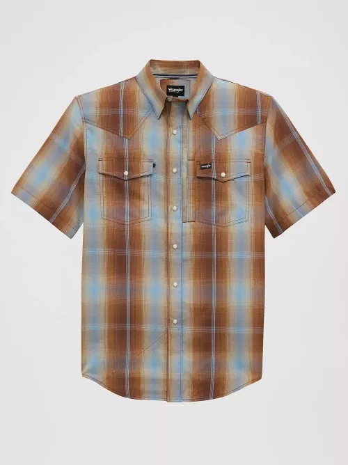 Western Performance Short Sleeve Plaid Snap Shirt by Wrangler