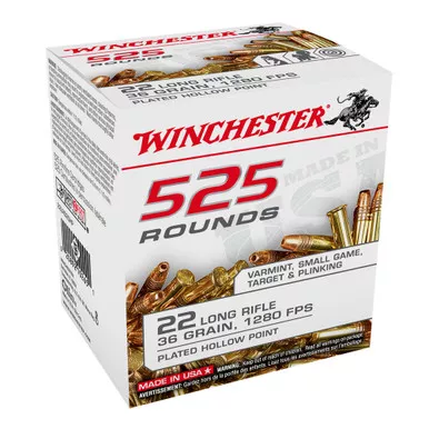 WINCHESTER .22LR 36Gr HP 525rd Box Ammo (22LR525HP)