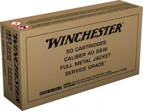 WINCHESTER SERVICE GRADE 40SW 165G FMJ 50RD BX 500RD CASE