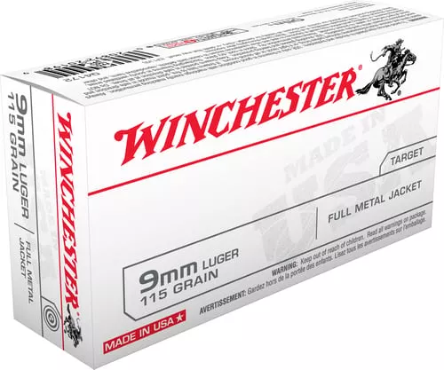 WINCHESTER USA 9MM 115GR FMJ 50RD BX 500RD CASE