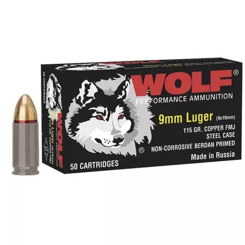 WOLF 9MM LUGR 115GR COPPER FMJ