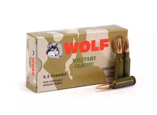 Wolf Steel Case 6.5 Grendel Rifle Ammo - 100 Grain | FMJ | 500rd Case