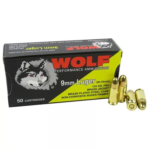 WORN WOLF 9MM 124G FMJ BRASS