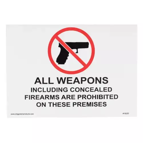 ZING All Weapons Prohibited Label 5Hx7W, 2-PK