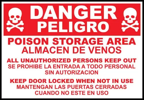 ZING Bilingual,DANGER,Poison Storage 14x10