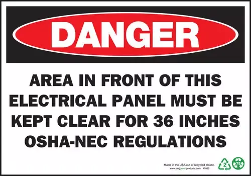 ZING Danger Electrical Panel, 10x14, PL