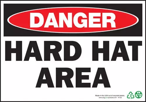 ZING Danger Hard Hat Area, 7x10, Adhesive