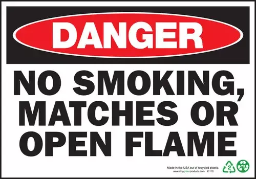 ZING Danger No Smoking, matches or open 10x14