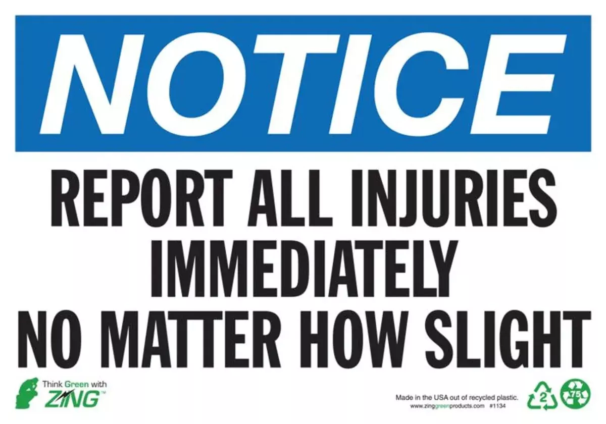 ZING Notice Report Injuries, 7x10, SA