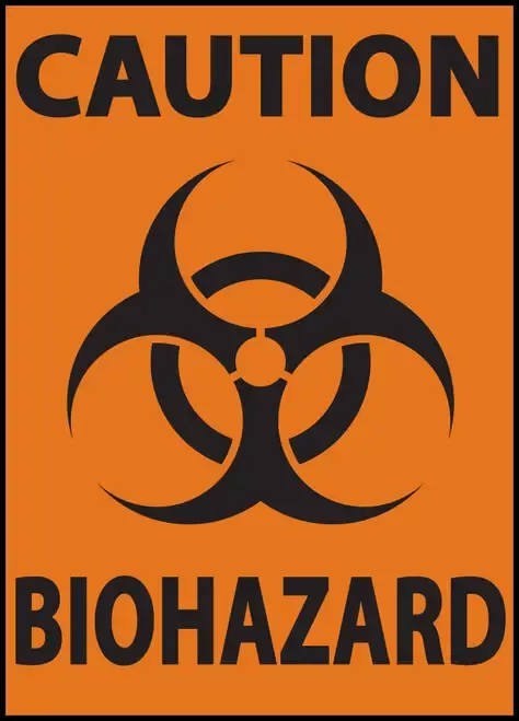 ZING Sign,Caution Biohazard,10x7 Adhesive