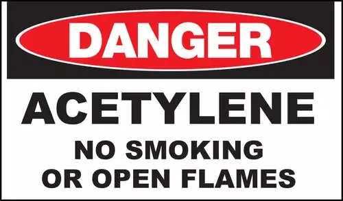 ZING Sign,DANGER Acetylene,10x14 PL