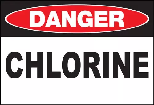 ZING Sign,DANGER Chlorine,10x14 ADH