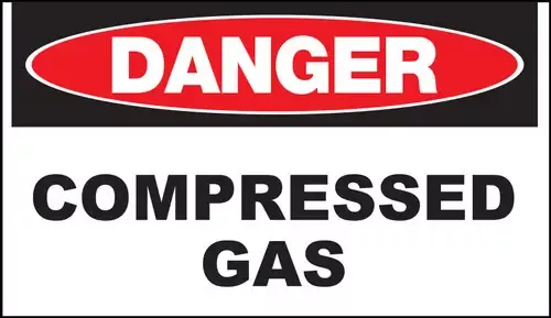 ZING Sign,DANGER Compressed Gas,10x14 ADH