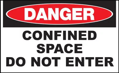 ZING Sign,DANGER Confined Space,7x10 AL