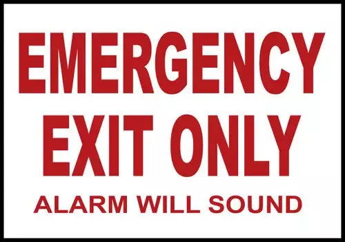 ZING Sign,Emergency Exit Only,10x14 ADH